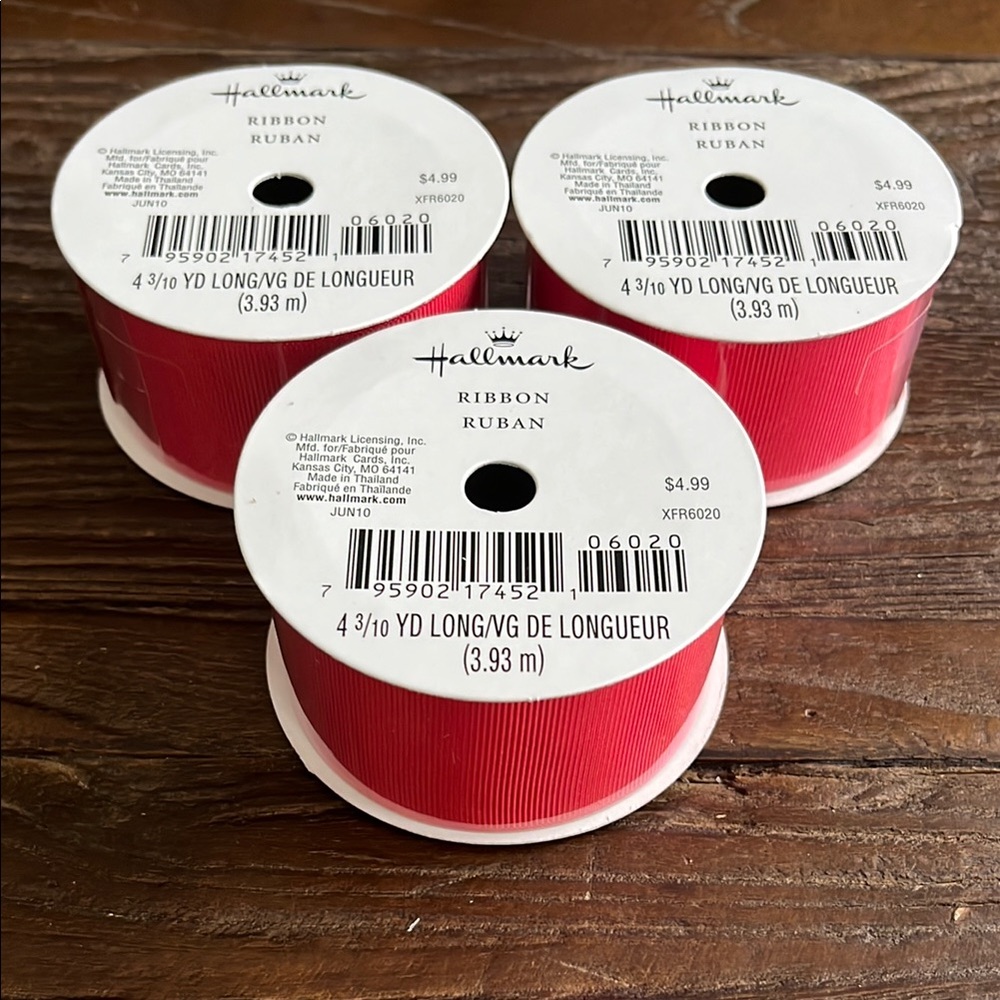 Hallmark Red Ribbon for Home Party Supplies - set of 3
